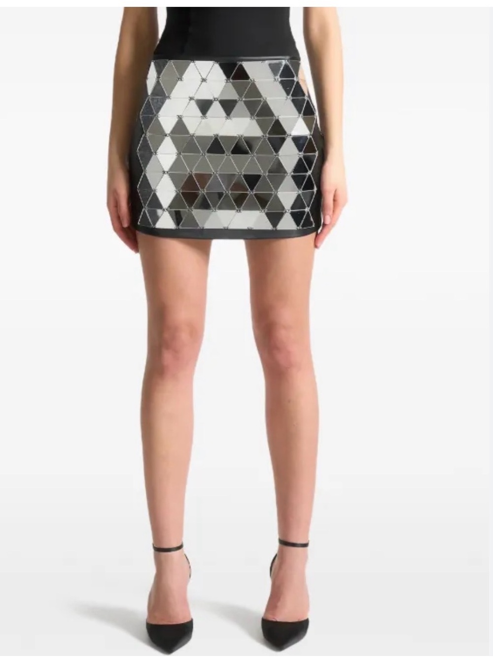 Manière De Voir Silver Mirror Tile Mini Skirt